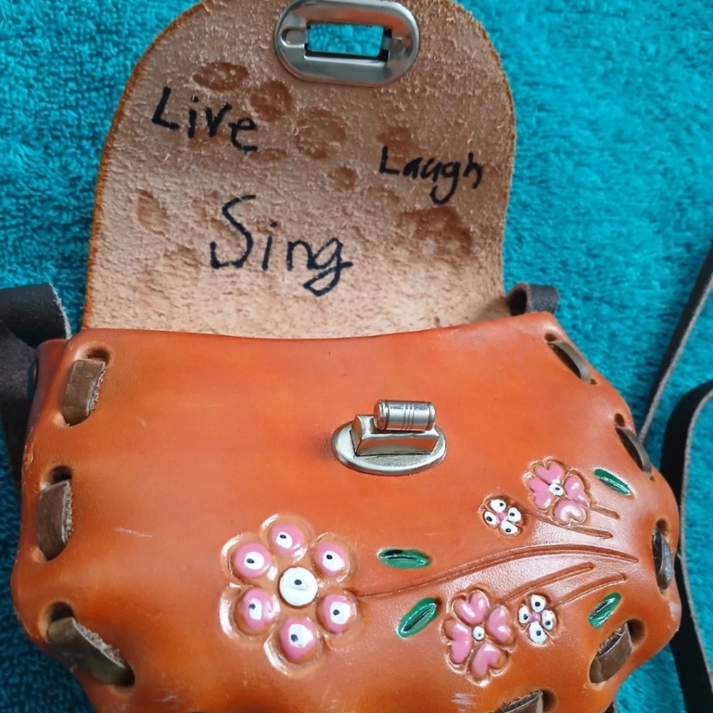 70s Leather Tooled Bag Floral Mini Crossbody Bag Baja Retro Cowgirl Boho - Picture 4 of 9